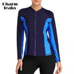 &bdquo;Charmleaks&ldquo; moteri&scaron;ki ilgomis rankovėmis užtrauktuku &bdquo;Rashguard&ldquo; maudymosi kostiumėliai &bdquo;Burfing Top Rash Guard&ldquo; užtrauktuku UPF50+ M