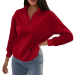 Moteri&scaron;kas rudens ir žiemos vienspalvis megztinis su užtrauktuku ir ki&scaron;ene, stovinčia apykakle, laisvalaikio stiliaus L tamsiai mėlyna spalva