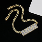 JINSE Didelis Hip Hop Chokeris Ledinis Blizgantis Pilnas Cirkonio Raidės Turtingas Pakabukas Karoliai Madingi Papuo&scaron;alai Vyrams ir Moterims Punk Karoliai Dovanos 49cm