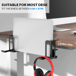 Desk Side Storage No Drill under Laptop Holder Hanging Organizer with Headphone Stand
