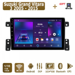&bdquo;Android Carplay&ldquo; automobilinis radijas, skirtas &bdquo;Suzuki Grand Vitara 3&ldquo;, 2005&ndash;2015 m. daugialypės terpės grotuvo galvos blokas, stereo GPS navigacija BT WIFI 2+32 GB 1+16GB
