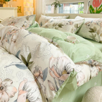 Keturių dalių grynos medvilnės mažų &scaron;viežių gėlių ra&scaron;to antklodės užvalkalo komplektas bendrabučio paklodei, trijų dalių patalynės komplektas 1.8m bed