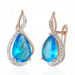 Blizgantys mėlyni vandens la&scaron;ai, cirkonio la&scaron;iniai auskarai moterims Sidabrinės spalvos puikūs papuo&scaron;alai nuotakos vestuviniai auskarai