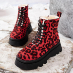Lucyever Punk Leopardinis Ra&scaron;tas Koviniai Batai Moteri&scaron;ki Madingi Stori Platforminiai Ankle Boots Moteris Suvarstomi Platforminiai Batai Mujer 35