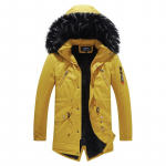 Žieminė ilga parka vyrams su gobtuvu, kasdienė, atsegama apykakle, medvilniniai &scaron;varkai, storesnė, &scaron;ilta parka, vyri&scaron;ki vir&scaron;utiniai drabužiai, žieminiai paltai XXXL geltona