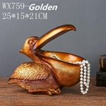 Big Mouth Pelecanus Bird Home Organizer Derva Art Craft raktams I&scaron;manusis telefonas Ne&scaron;iojamasis kompiuteris Žirklės Nuotolinio valdymo dėklas Smulkių daiktų laikikliai auksas