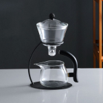 Kūrybinis stiklinis arbatinukas kar&scaron;čiui atsparus borosilikatinis turki&scaron;kas indas arbatai kavos ruo&scaron;imui automatinis puodelis Teapot Set Round