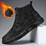 Auk&scaron;ti batai Vyri&scaron;ki žieminiai pliu&scaron;iniai pastorinti, &scaron;ilti, neslystantys, vandeniui atsparūs batai, universalūs, patogūs, suvarstomi laisvalaikio batai 39 juoda