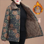 Moteri&scaron;ka žiemos vintažinė languota striukė Vienspalvė &scaron;ilta užtrauktuku trumpa laisvalaikio plona striukė 5XL