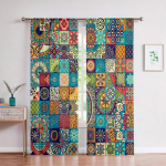 3D Bohemi&scaron;ko stiliaus spalvingo ra&scaron;to užuolaidos 2 panelės marokieti&scaron;ko stiliaus namų svetainei miegamajam balkonui dekoratyvinės užuolaidos W50X130H(CM)X2PCS&Grommet Top