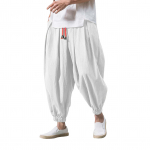 Pavasario Rudens Vyri&scaron;ki Žydintys Haremo Kelnės Laisvos Su Rai&scaron;teliu Elastingu Juosmeniu Ki&scaron;enės Gili Klynas Su Gumomis ties Kulk&scaron;nimis Vientisos Spalvos Sportinės Kelnės Kasdieniam Dėvėjimui Sportinės Kelnės M pilka