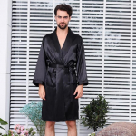 V formos kaklo laisvas chalatas miegoti miegui Pavasariniai vyri&scaron;ki Satin Kimono Lounge Naktinis chalatas Naktinis vyri&scaron;kas chalatas Auksinis Namų drabužis M