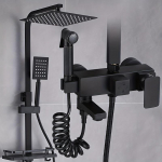 1 juodos varinės lietaus du&scaron;o sistemos komplektas, namų slėgio pur&scaron;kimo rinkinys, 10 colių vir&scaron;uje montuojama du&scaron;o galvutė su rankine du&scaron;o galvute