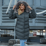 Astrid žieminė striukė Moteri&scaron;ka parka plius dydis 6xl Kailis Ilgas gobtuvas &Scaron;iltas užtrauktuku medvilninis paltas biuro moteri&scaron;kas vir&scaron;utinis drabužis 5XL mėlyna/žalia