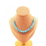 Pierres et Min&eacute;raux. Collier 20 perles Calc&eacute;doine bleu 8 mm. Chaine en acier inoxydable Collier femmes, hommes. Taille personnalisa