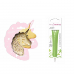 Kit pour biscuit en relief Licorne + Stylo au chocolat vert clair
