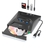 Alxum Ultra High Speed External USB A Portable Equipped with SD Slot USB DVD 8x Speed CD 24x Speed PC CD Drive External Compatible with CD/DVD Drive,