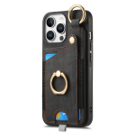 Sukamas žiedinis stovo laikiklis telefono dėklas su kortelių laikikliu ir magnetiniu automobilio laikikliu, skirtu iPhone Samsung Xiaomi Google odiniu telefono dangteliu Xiaomi 15 Pro juoda