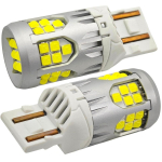 2 vnt W21/5W LED lemputė 7443 10-50V be klaidų 3000lm balta stipri visureigis