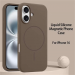 Prabangus originalus skystas silikonas, skirtas Magsafe dėklui, skirtas iPhone 16 Plus 15 14 13 12 Pro Max magnetiniam belaidžiam įkrovimui mink&scaron;tas dangtelis iPhone 16 ruda
