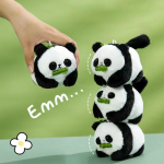 1 vnt pliu&scaron;inis panda lėlės pakabukas žaislas, traukiamas virve, kilnojamas Kawaii anime pliu&scaron;inis raktų pakabukas Linksmas pakabukas raktų pakabukas lėlės dovana