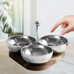 3-compartment Serving Bowl Dessert Easy to Clean Rustproof Triangle Candy Snack Server for