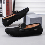 Men's Slip on Leather Shoes Lightweight Casual Shoes Moccasins Classic Male Comfortable Driving Shoe Men's Loafers 43 juoda