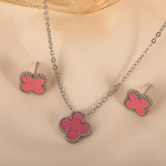 2 vnt. Dobilų rinkinys Nerūdijančio plieno papuo&scaron;alai Madingas vėrinys Auskarai Papuo&scaron;alai Dviejų dalių rinkinys Necklace+earrings