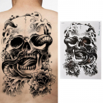Atsparus vandeniui juodos baisios kaukolės laikinos tatuiruotės didelės rankos kūno meno tatuiruotės lipdukas,