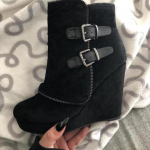 Madingi moteri&scaron;ki ankle boots, zom&scaron;iniai plei&scaron;tai, su užtrauktuku, vienspalviai, trumpi batai, apvalus pir&scaron;tas, batai-moterys, Dropshipping 2024 4 juoda