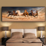 &Scaron;iuolaikiniai &scaron;e&scaron;i bėgimo juodai ir auksiniai žirgai, gyvūnų drobės tapybos plakatai ir spaudiniai Sieninis paveikslas gyvenamojo kambario dekoravimui be rėmelio 20*40cm