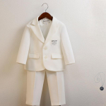 Vaiki&scaron;kas &scaron;varkas ir kelnės Stilingas kasdienis smokingas vaikams Pavasaris Ruduo Oficialus berniukų vestuvinis kostiumas Mažylio gimtadienio fotosesijos apranga 80cm balta