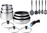 Virtuvės reikmenų rinkinys - Arthur Martin - 15 dalių - Nerūdijantis plienas - Nuimama rankena - Non-stick