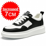 Prabangūs odiniai lifto batai vyrams, sportbačiai, auk&scaron;tį didinantys batai, nematomas 7 cm auk&scaron;tis, sportiniai batai, auk&scaron;tesni, lifto batai, balti batai 40