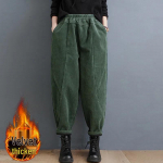 2024 m. moteri&scaron;kos didelių dydžių velvetinės haremo kelnės - violetinės, pastorintas aksomas, elastinis liemuo, pavasariui, rudeniui, žiemai. M