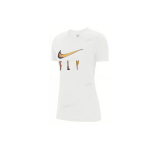 Nike logotipas Spausdinti apvalia kaklo i&scaron;kirpte trumpomis rankovėmis T-shirt Moteri&scaron;ki vir&scaron;utiniai drabužiai Baltas DN3049-100 L