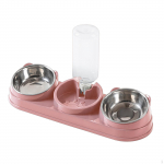 Bowl, Pet Food And Water Tilted at 15&deg;, 3 in 1, for Wet Dry Food, Feeder Hamster, , rožinė