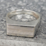 925 prabos sidabro antspaudinis žiedas, stambūs sidabriniai žiedai, parei&scaron;kimą darantys žiedai vyrams, minimalistinis rankų darbo žiedas, kupolinis antspaudinis žiedas, dovana jam 4.5 gray