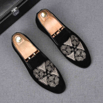 Madingi Nauji Vyri&scaron;ki Mados Spausdinti Siuvinėti Suede Plok&scaron;čiapadžiai Batai Oxfords Zapatos De Novio Vyri&scaron;ki vakarėlių Vestuviniai Formalūs Promenados Batai 38