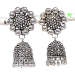 Natural Indian Look Jhumki Gemstone Silver Tribal Bali Earring 1.85 q2p40