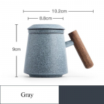 320ml Mėlynojo akmens glazūros keraminis puodelis Paprastas filtras Arbatos puodelis pilka spalva