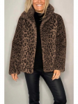 2024 m. žiemos moteri&scaron;ka mada, leopardo ra&scaron;to dirbtinio kailio paltas su atlapu 2X Large
