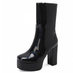 Moteri&scaron;ki puskojiniai batai su platforma, užsegami užtrauktuku, trumpi batai, juodi, rožiniai, raudoni, balti, su kulnu, vakarėliams, moteri&scaron;ki žieminiai batai, dideli dydžiai 39