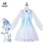 Originalus Žaidimas Genshin Impact Ganyu Suknelė Mėlynos ir Baltos Spalvos Gradiento Eleganti&scaron;ka Moteri&scaron;ka Suknelė Helovino &Scaron;ventės Cosplay Kostiumas XXXL