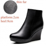 8cm 10cm Mažas dydis 33-41 Patogūs rudens žiemos tikros odos batai Platformos plei&scaron;tai Batai 2025 Auk&scaron;ti kulniukai Ankle Botas Biurui 34 black