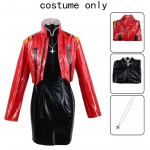 Katsuragi Misato Cosplay kostiumas Helovinas Katsuragi Misato pilnas komplektas raudona striukė, suknelė, karoliai, perukas Anime uniforma, misato apranga L