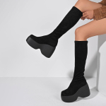 Moteri&scaron;ki Batai Dizainerio Plei&scaron;tukai Platforminiai Batai Madingi Laisvalaikio Odiniai Batai Moterims Prabangūs Ilgi Batai Komforti&scaron;ki Elastingi Botas 39 black