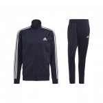 Adidas Logotipu margintas dryžuotas kardiganas su gobtuvu ir sportinių kelnių komplektas vyrams kasdienis sportinis mėlynas GK9658 2XL