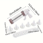 1 rinkinio sausainių presas &ndash; puikiai tinka mažiems sausainiams gaminti &ndash; yra plastikiniai presavimo pistoletai ir priedai &ndash; pagrindiniai virtuvės įrankiai balta