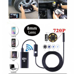 8 &scaron;viesos diodų WIFI Endoskopo vandeniui atspari borescope tikrinimo kamera, skirta iPhone 5m